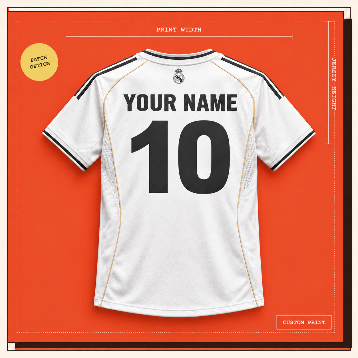 White custom football jersey with your name and number 10 print preview