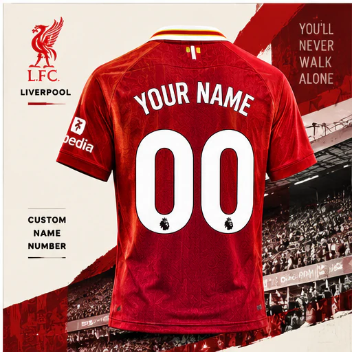 Liverpool custom football jersey name and number example