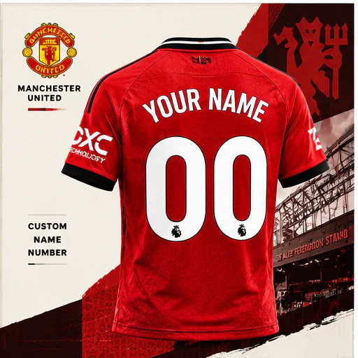 Manchester United custom football jersey name and number example